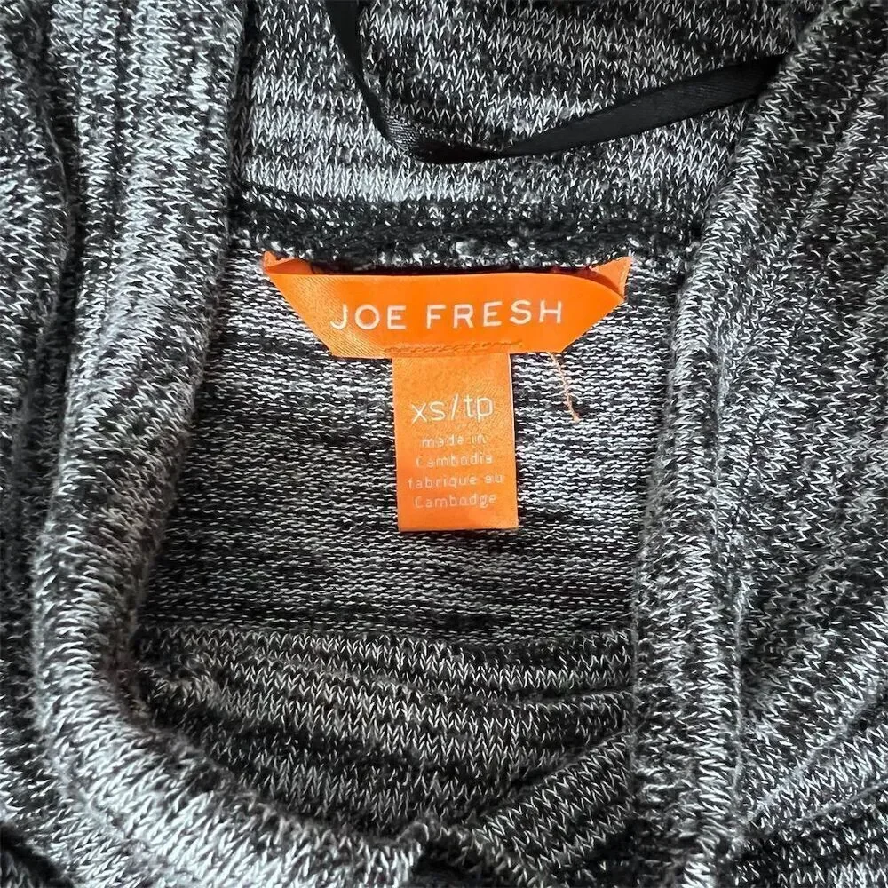 Joe Fresh Women's Cowl Neck Hoodie Gray XS Long Sleeve Casual Top